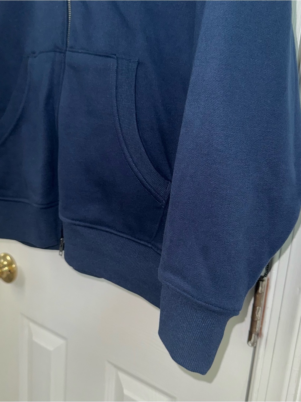Women’s XL Oversized Full Zip Fleece Hoodie Two Way Zip Blue Cotton Soft Casual - Picture 6 of 16